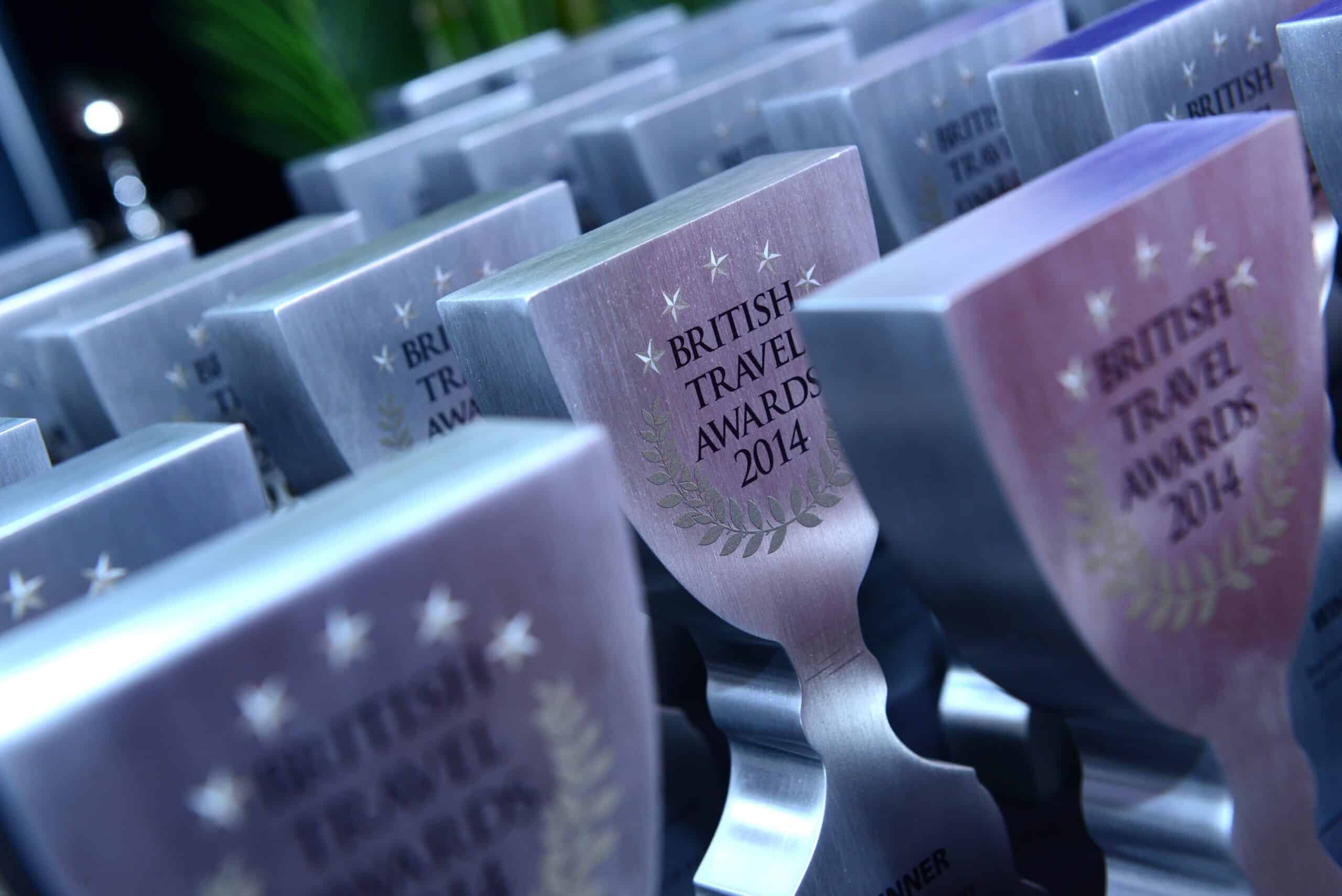 Metal trophy design for the British Travel Awards