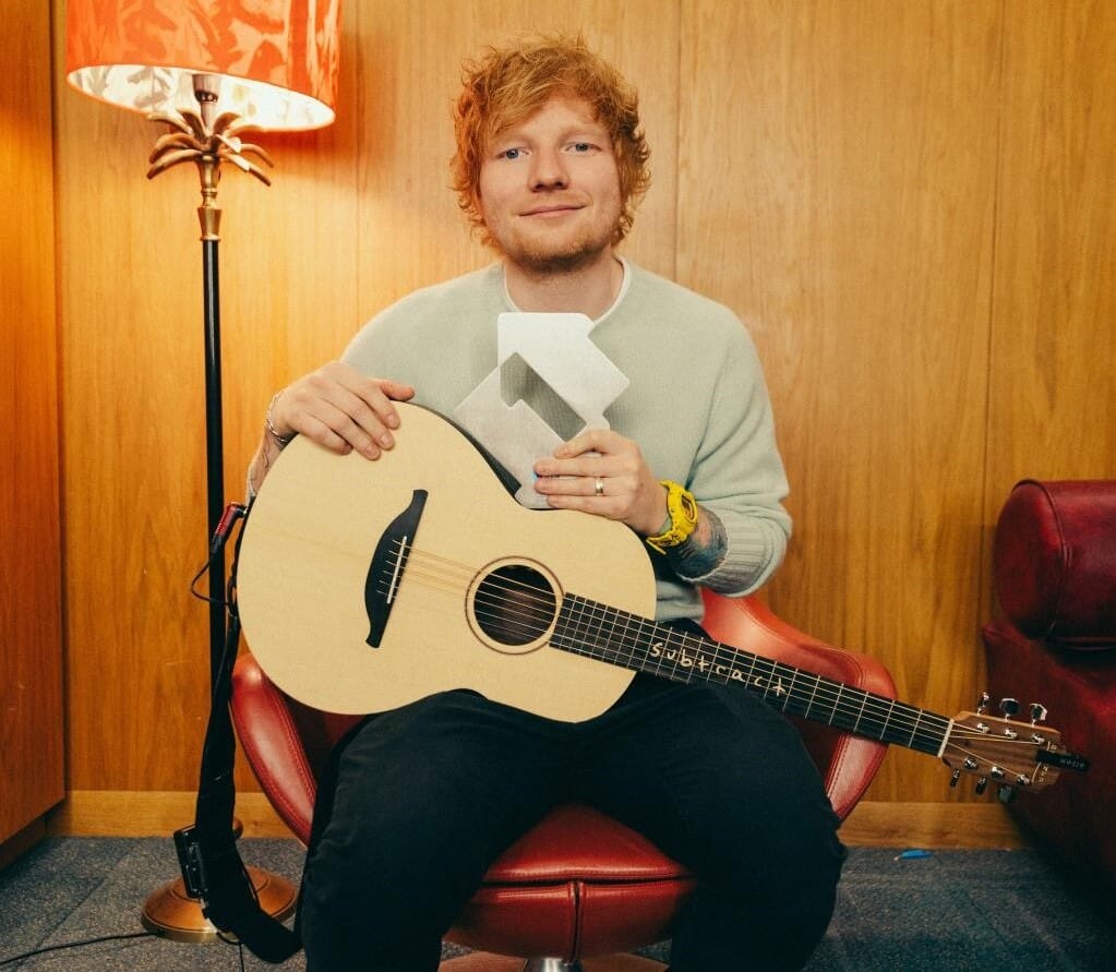 Ed Sheeran Wins Official Chart Award Custom Silver Trophy OCC 3