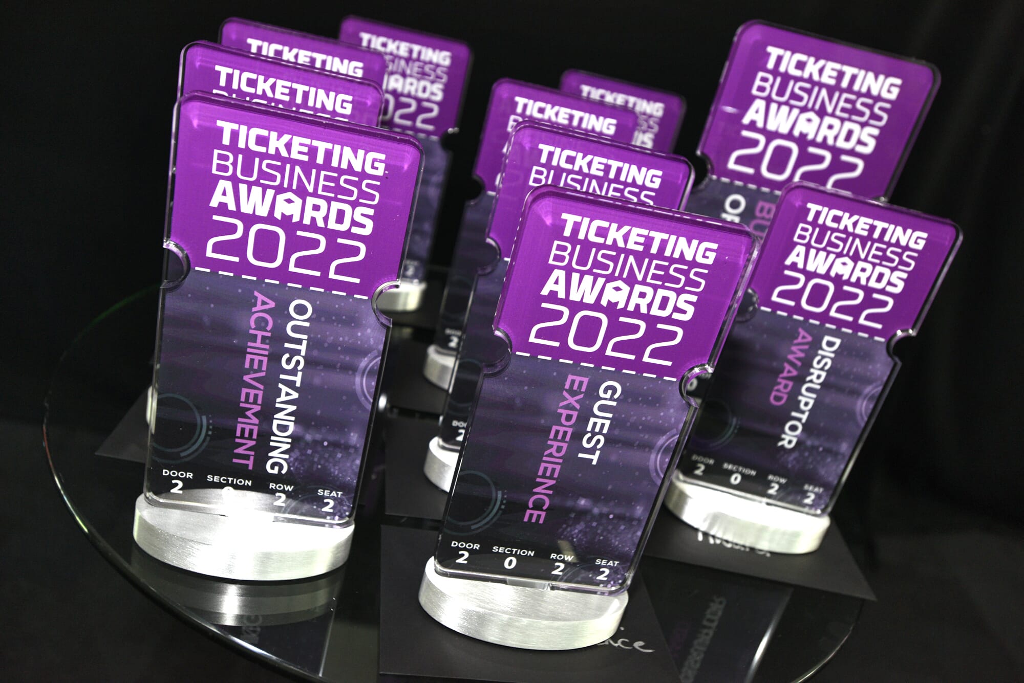 Ticketing Business Awards 2022 - trophies at the event