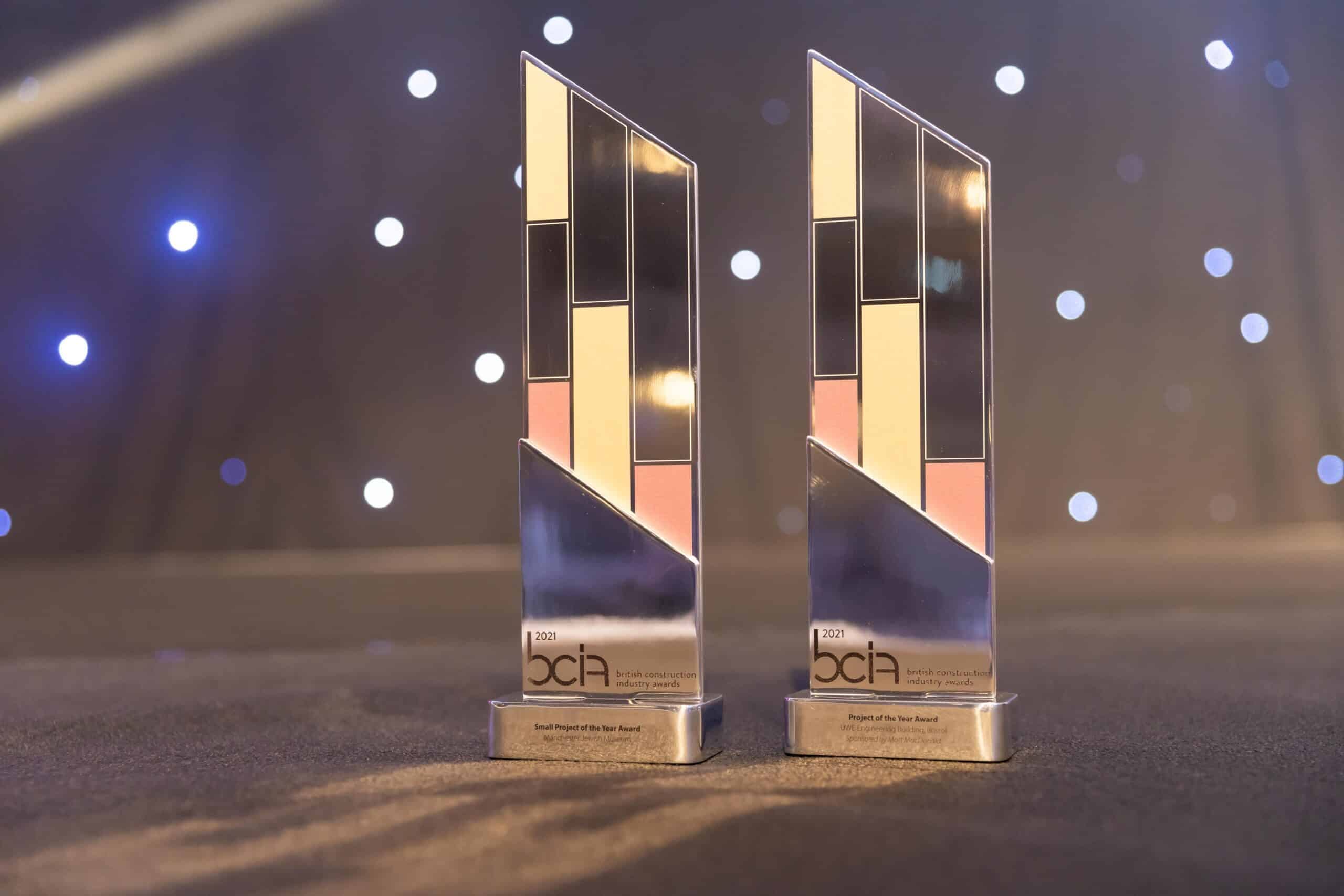 Recycled acrylic trophies for the British Construction Industry Awards
