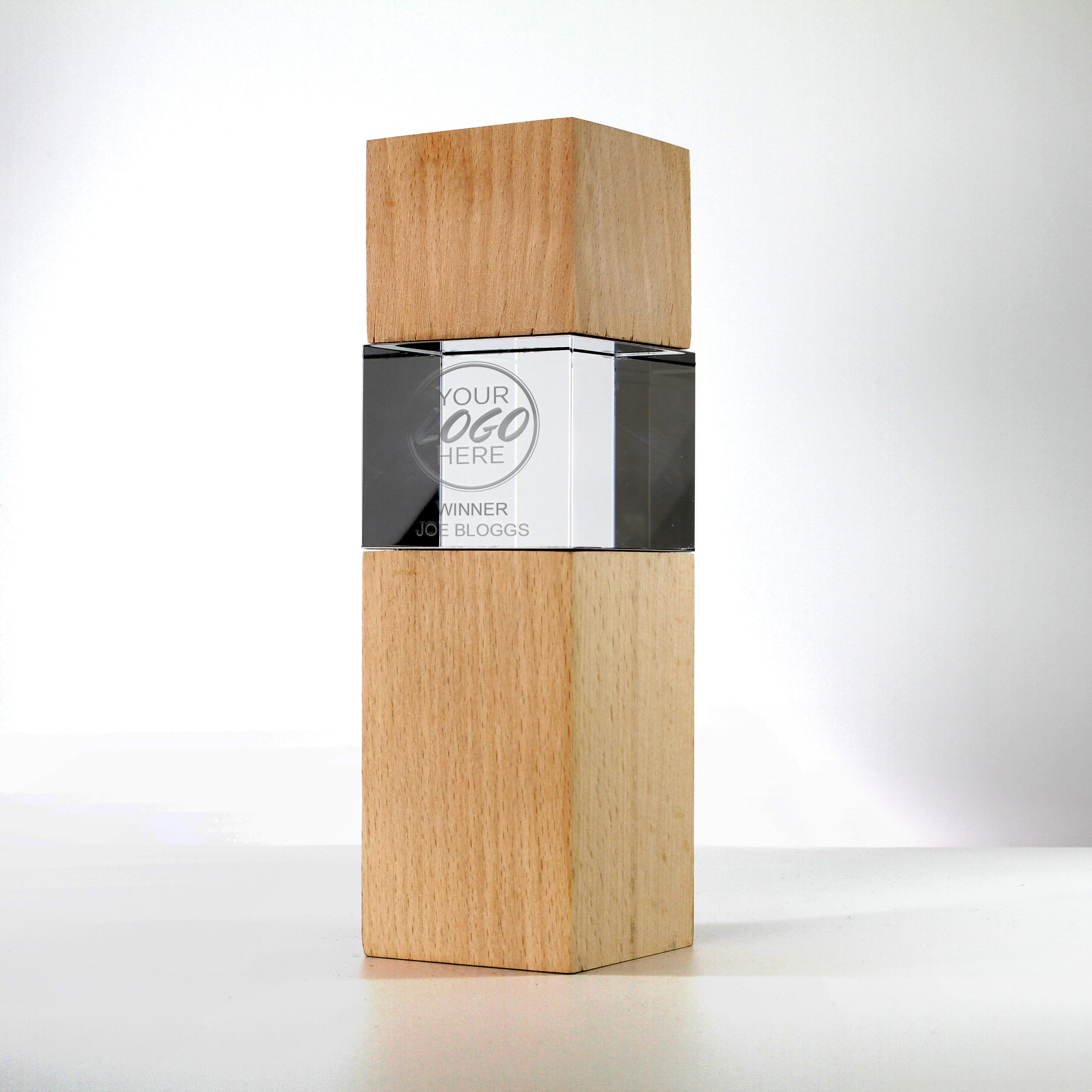 Wood & Crystal Square Column Trophy