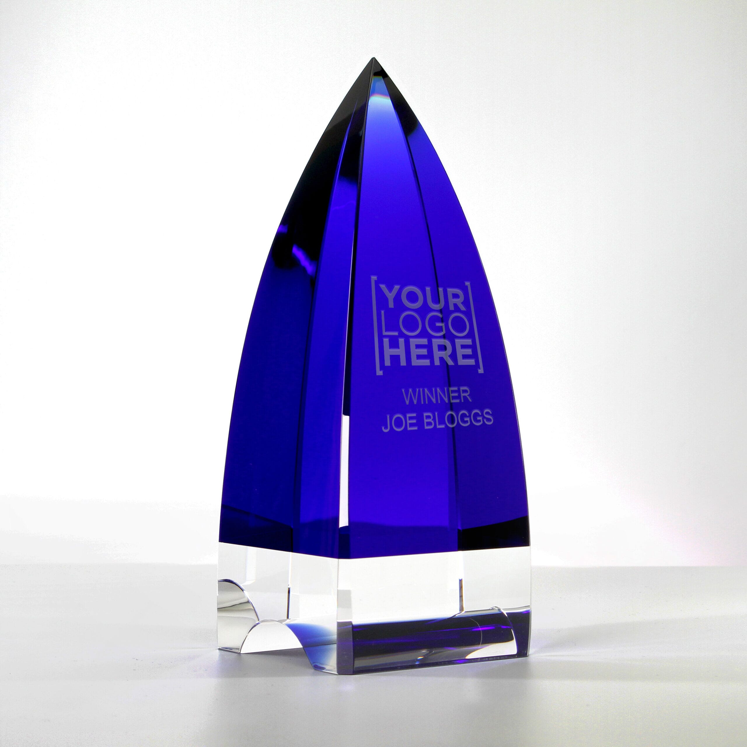 Blue Pinnacle Glass Trophy