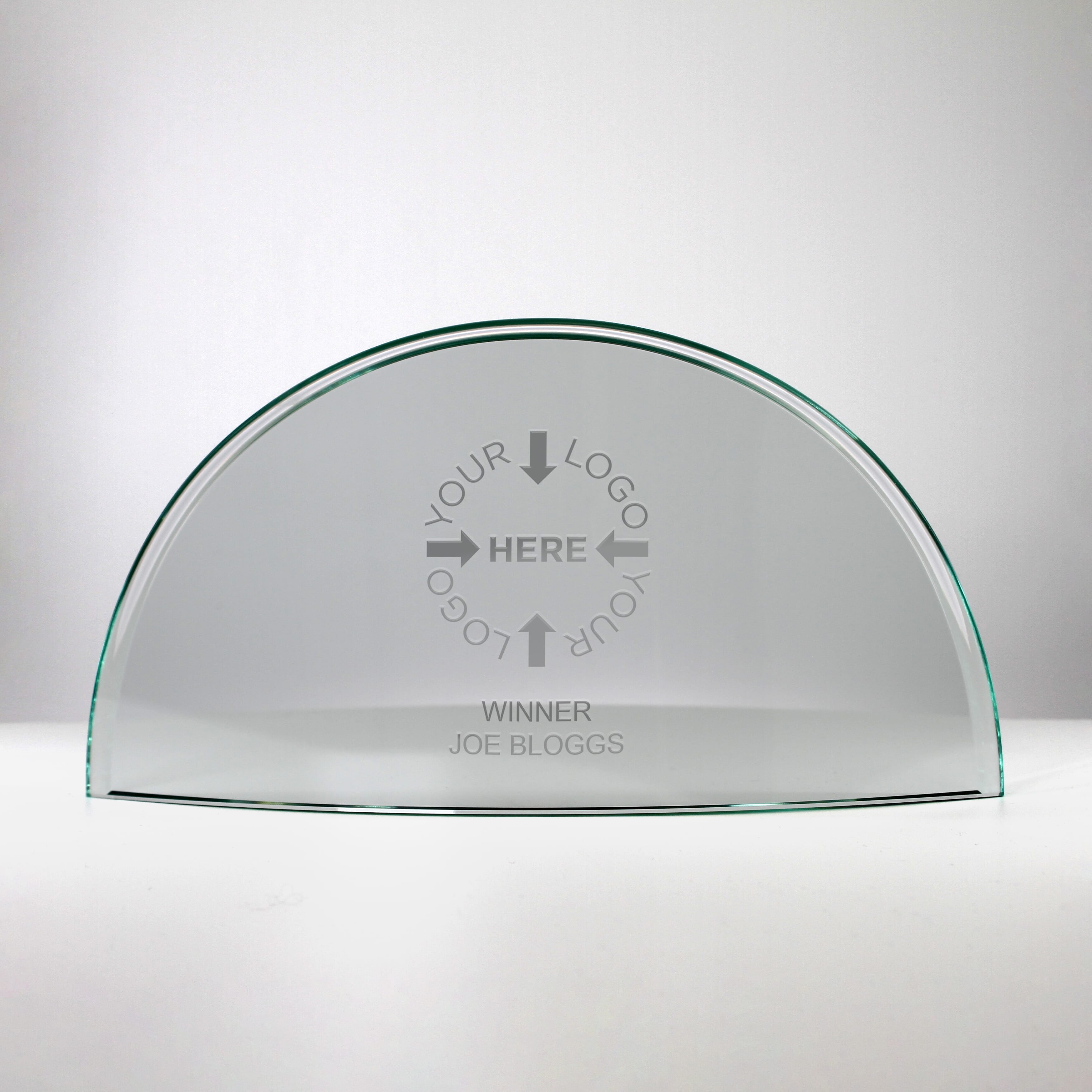 Half Moon Crescent Jade Glass Trophy