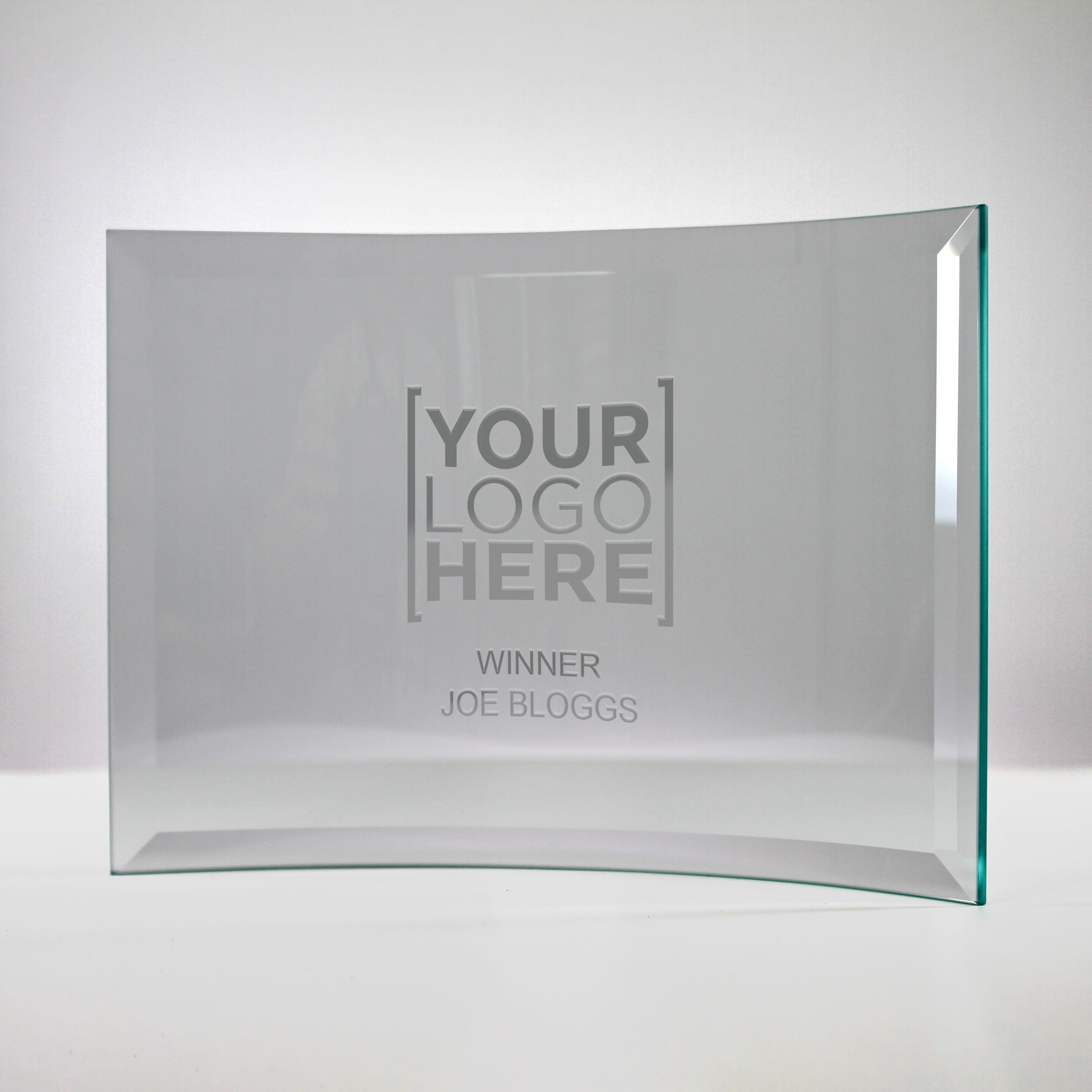 Bevelled Crescent Glass Trophy