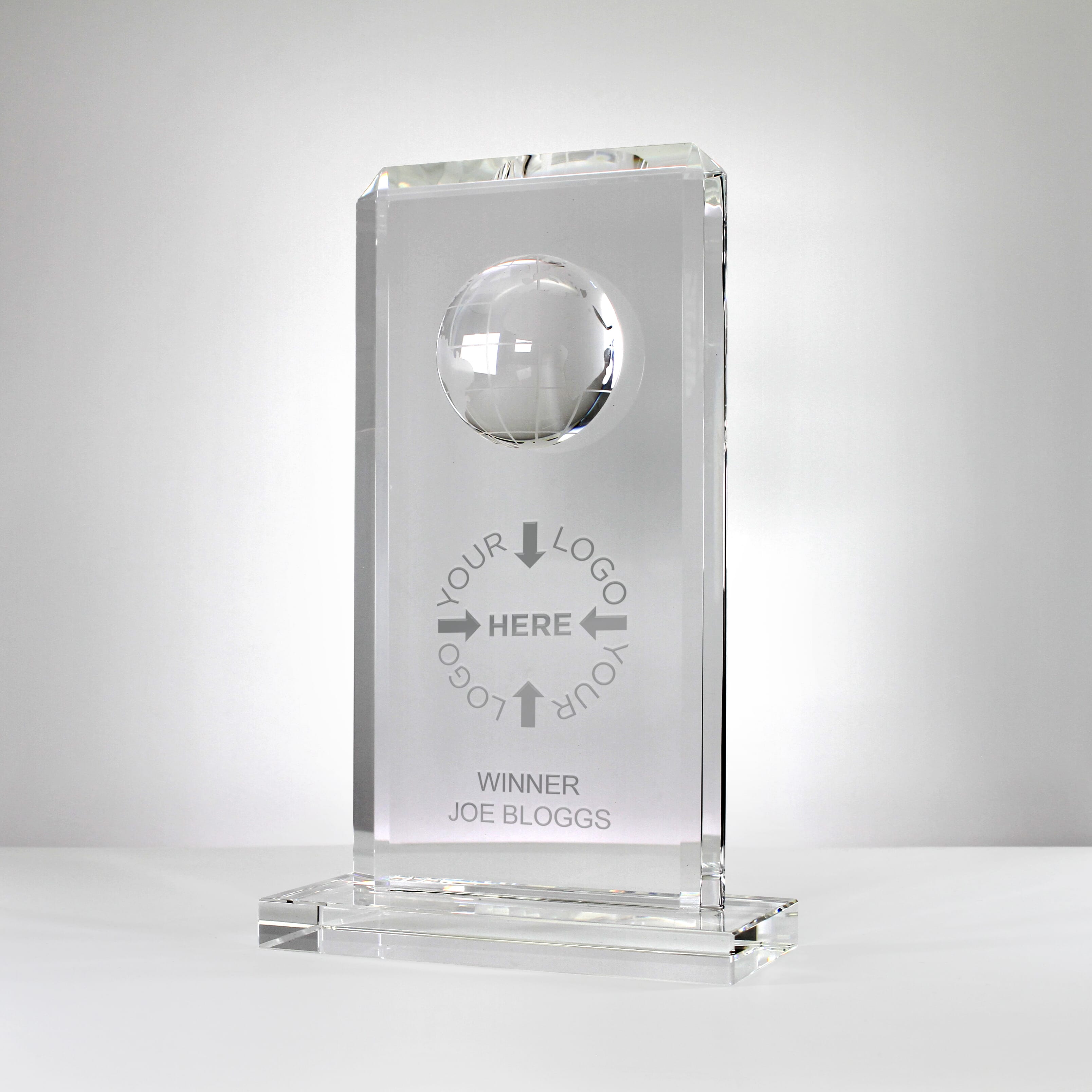 Globe Rectangle Glass Trophy