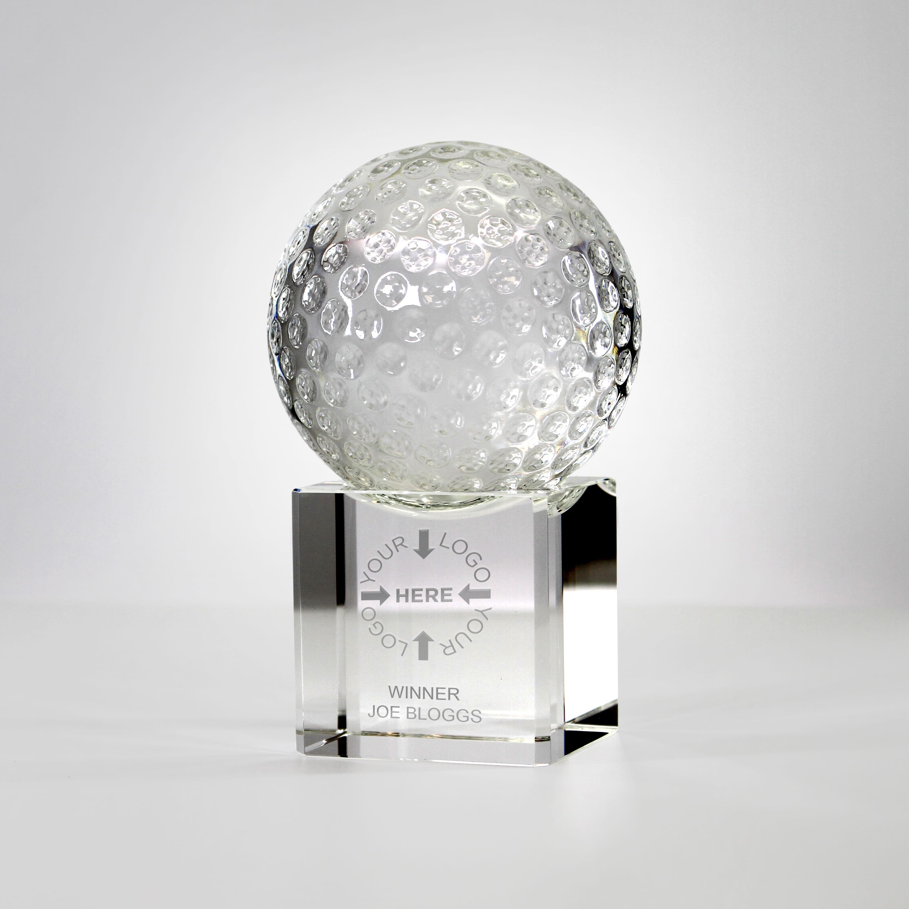 Optical Crystal Golf Ball on a Clear Crystal Base