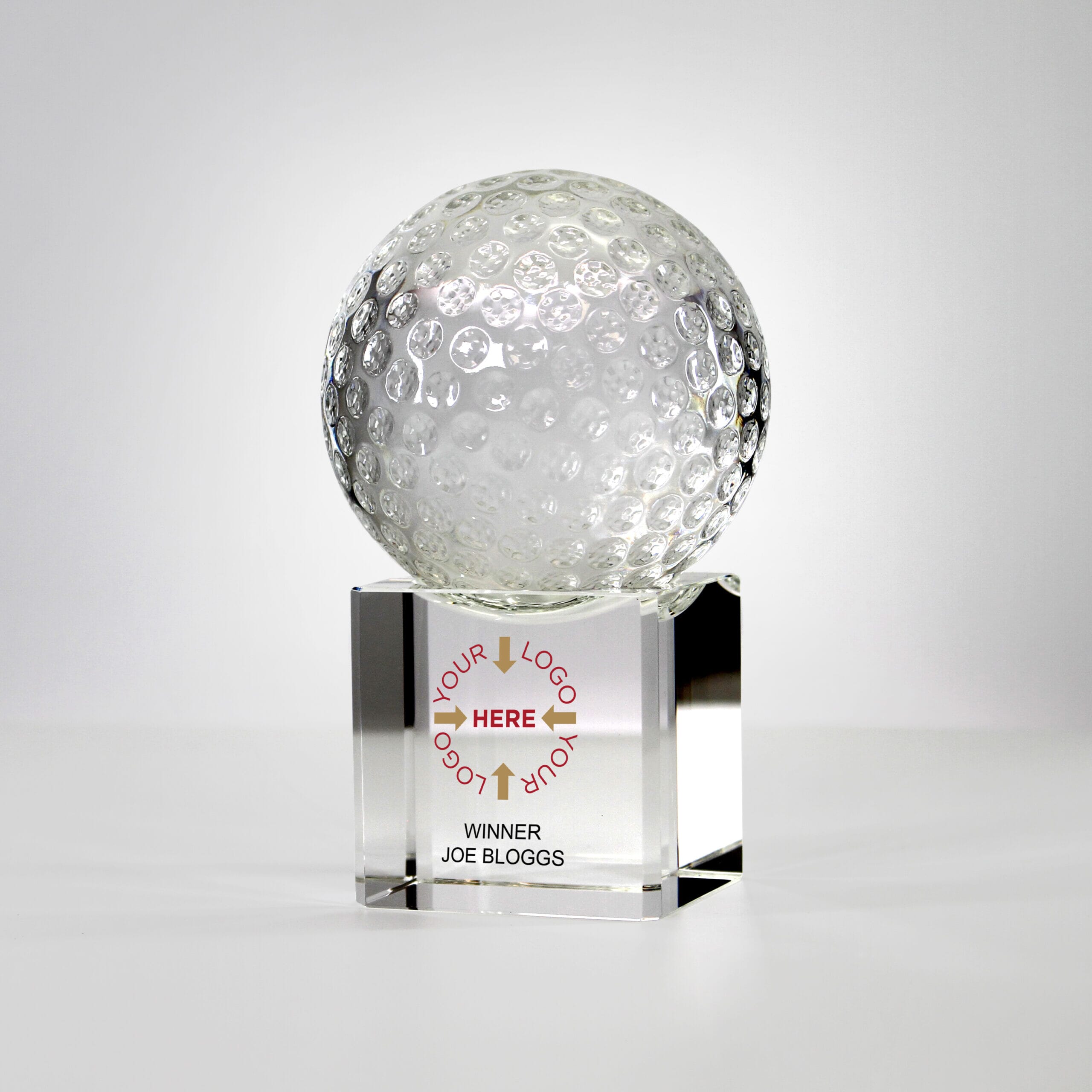 Optical Crystal Golf Ball on a Clear Crystal Base