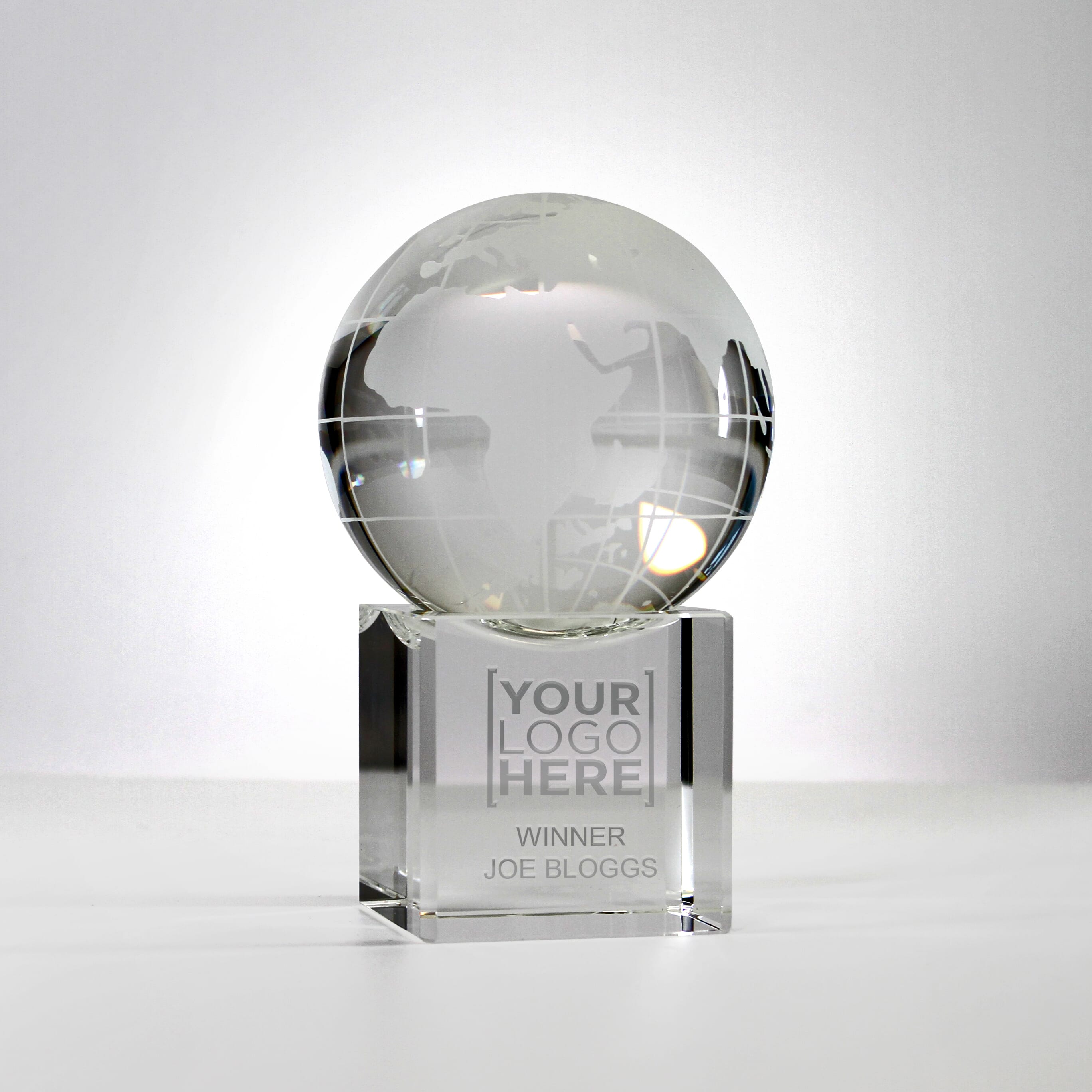 Globe on a Clear Crystal Base Trophy
