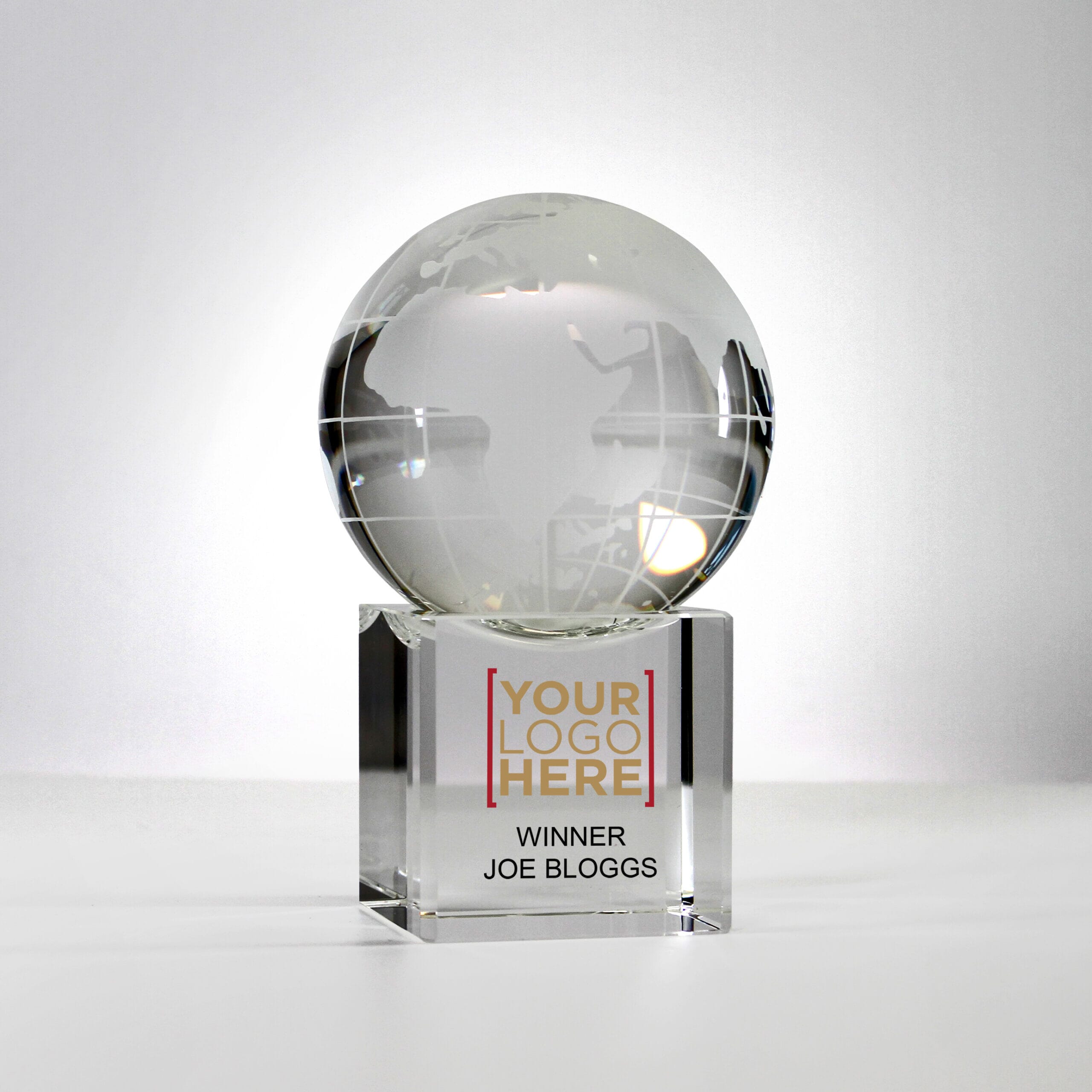 Globe on a Clear Crystal Base Trophy