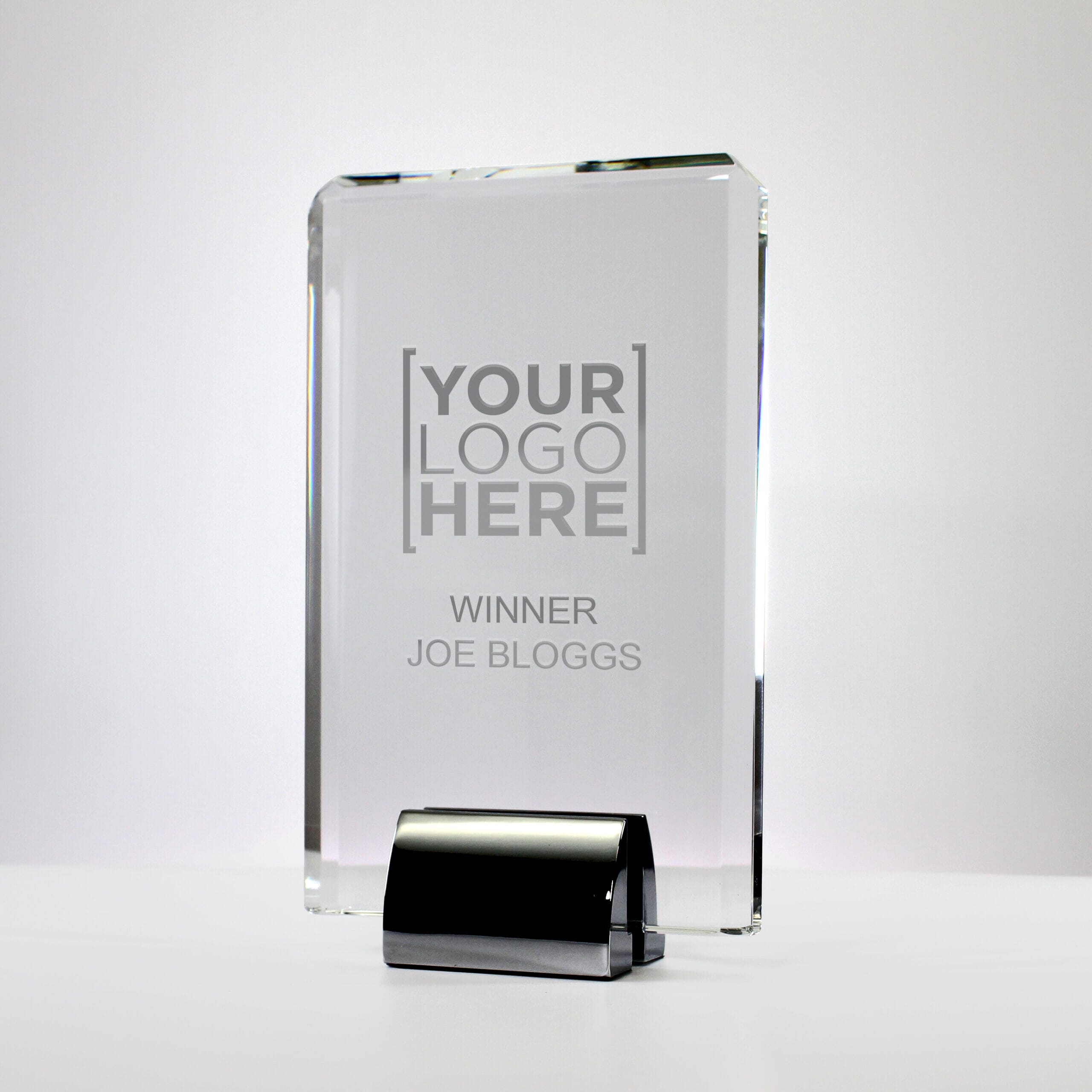 Rectangle Glass Trophy on Chrome Stand