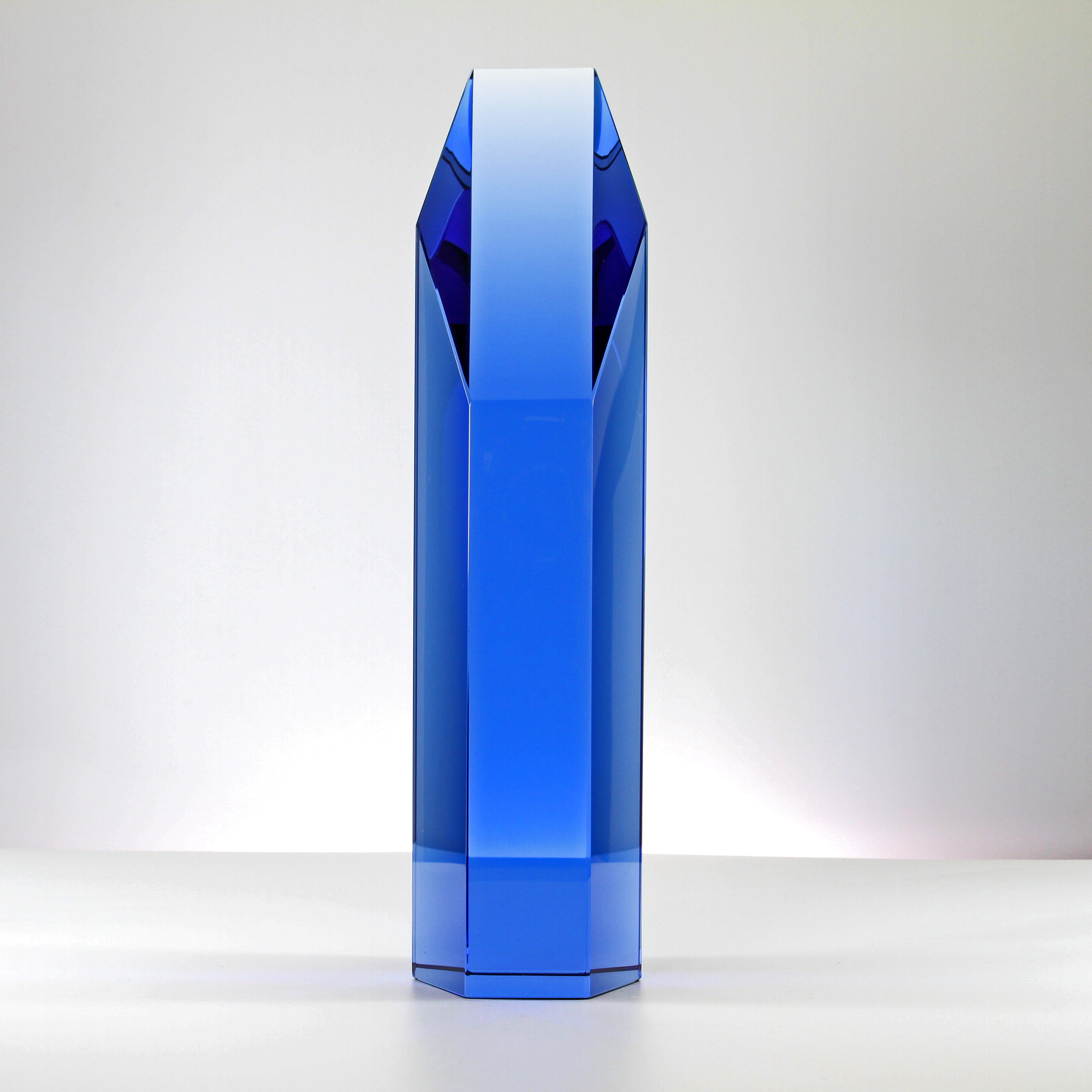 Sapphire Blue Glass Hexagon Trophy