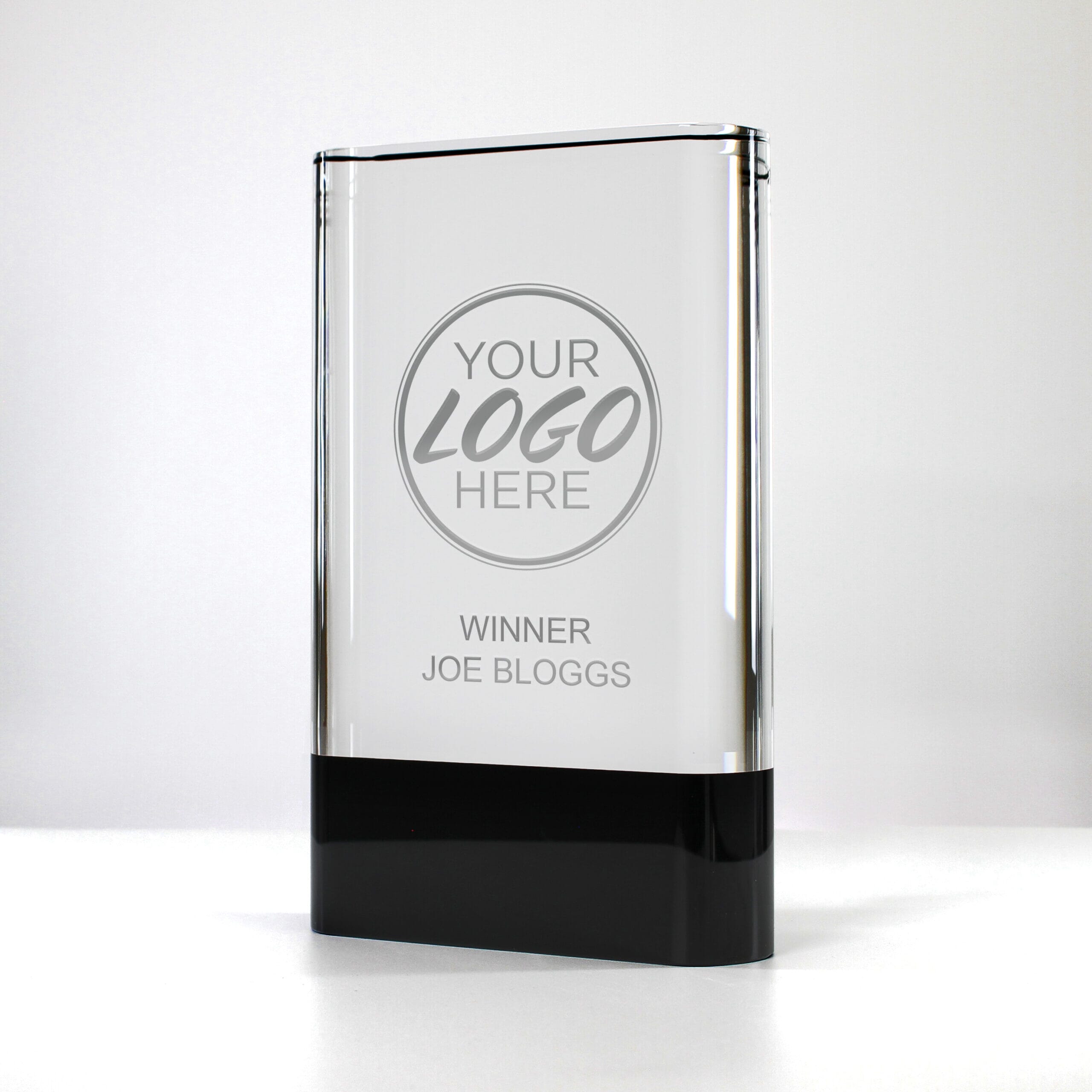 Rectangle Glass Trophy on Black Base