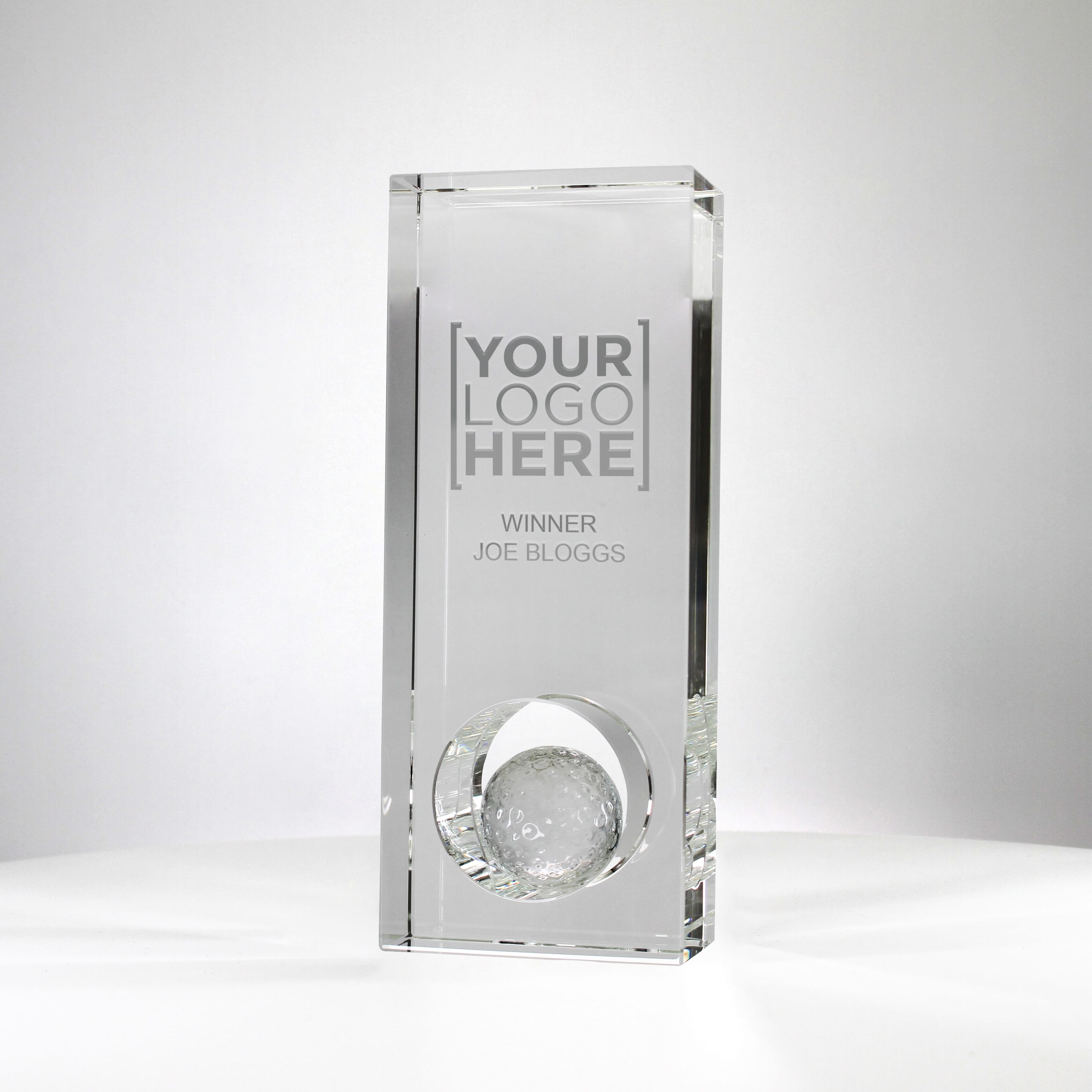 Golf Ball Hole in One Glass Trophy