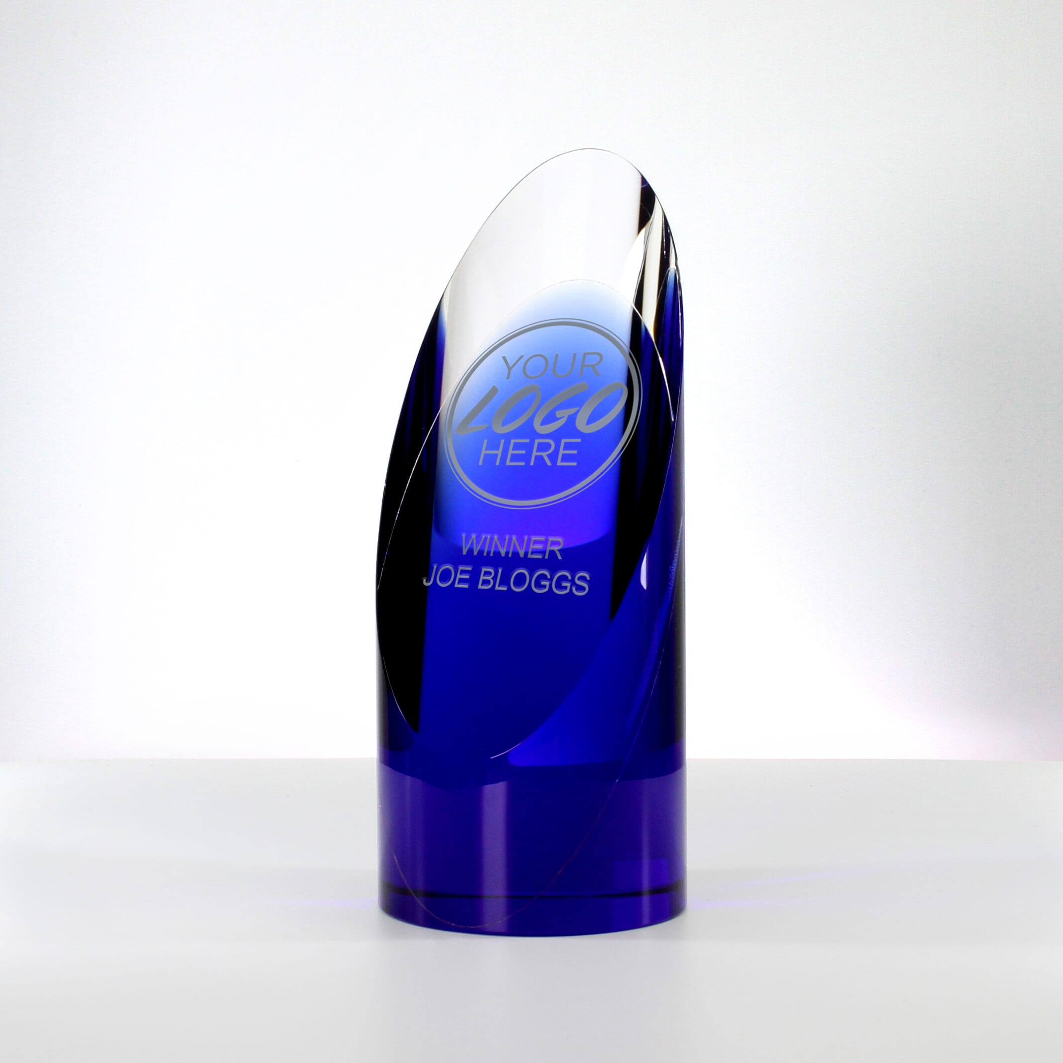 Blue Cylinder Glass Trophy