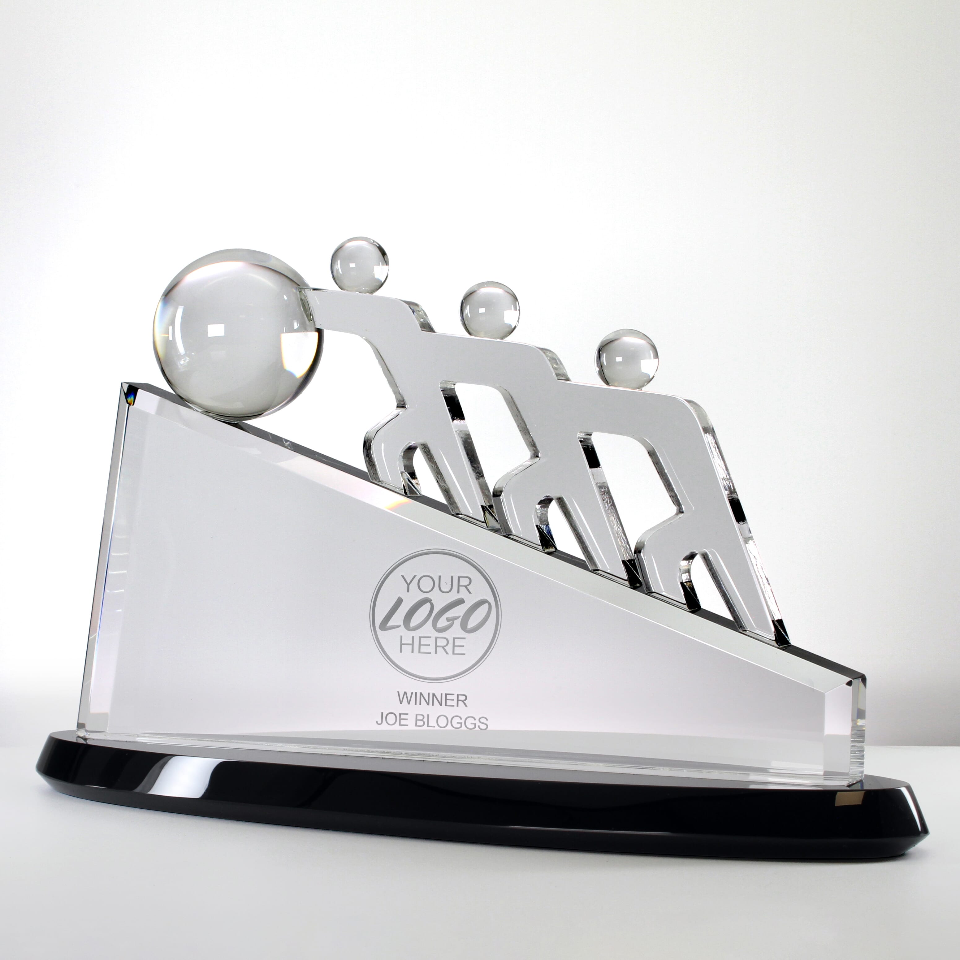 Buy Sloped Teamwork Trophy On Black Crystal Base Online | Gaudio Awards