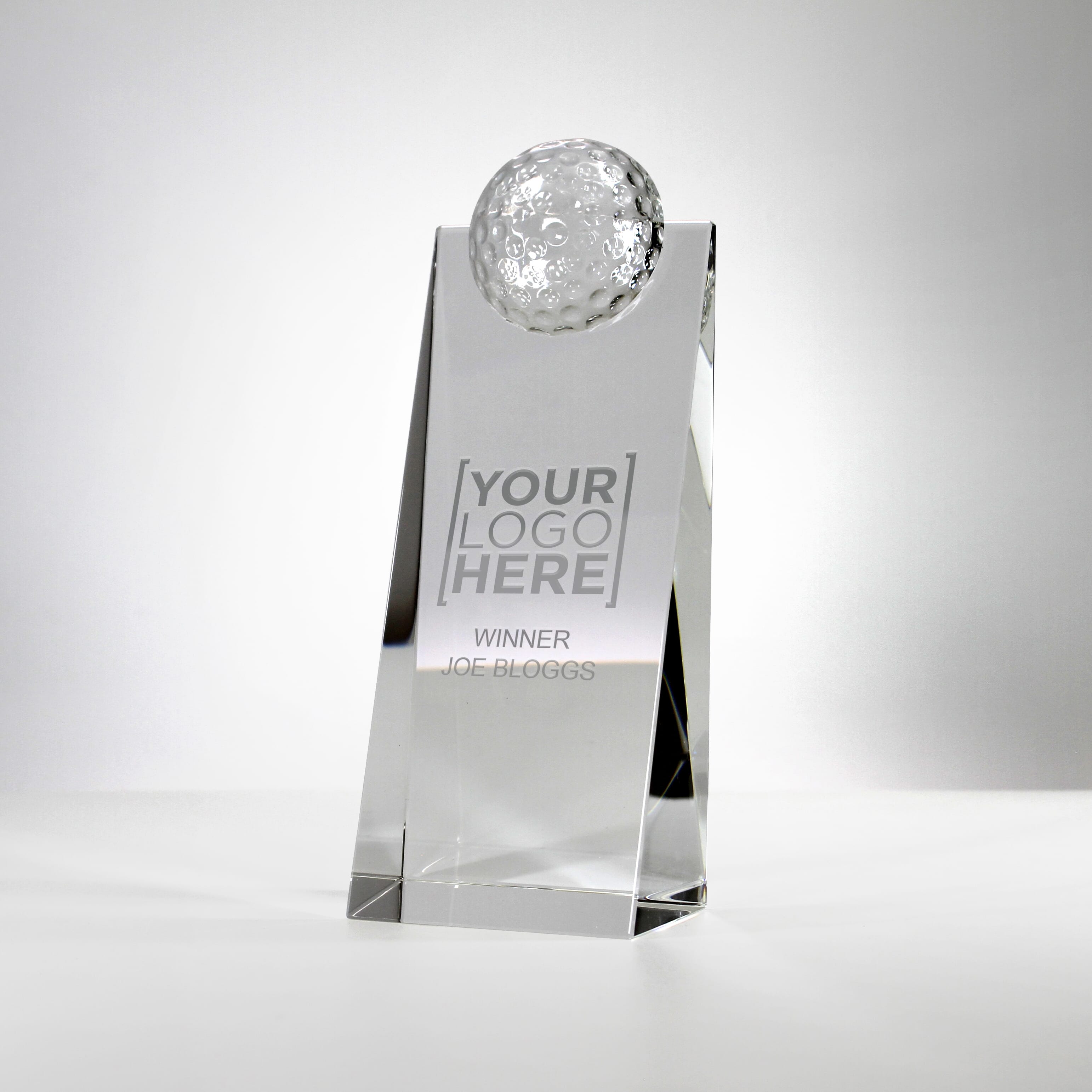 Golf Ball Rectangle Glass Trophy