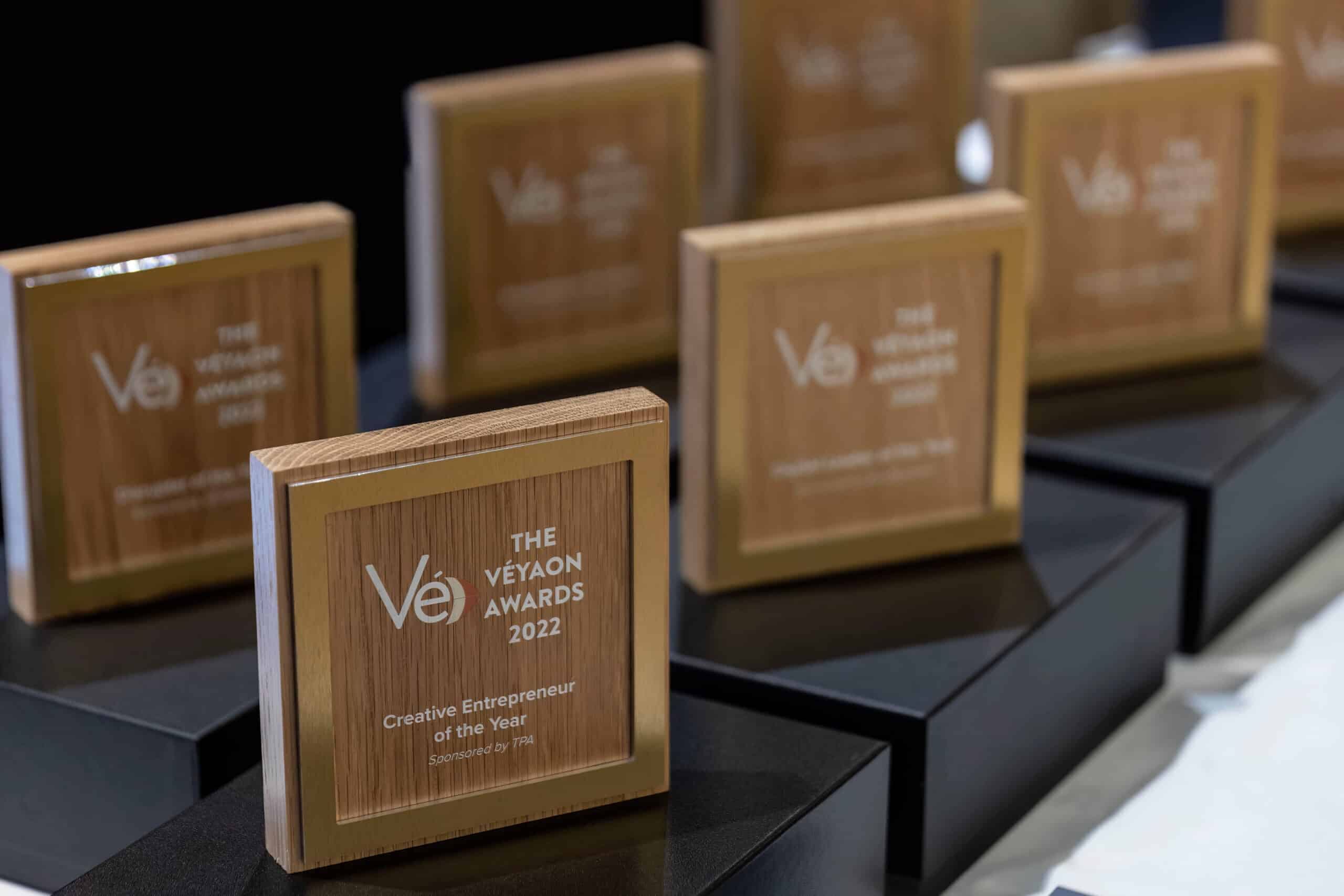 Eco friendly wooden trophies for the Veyaon Awards