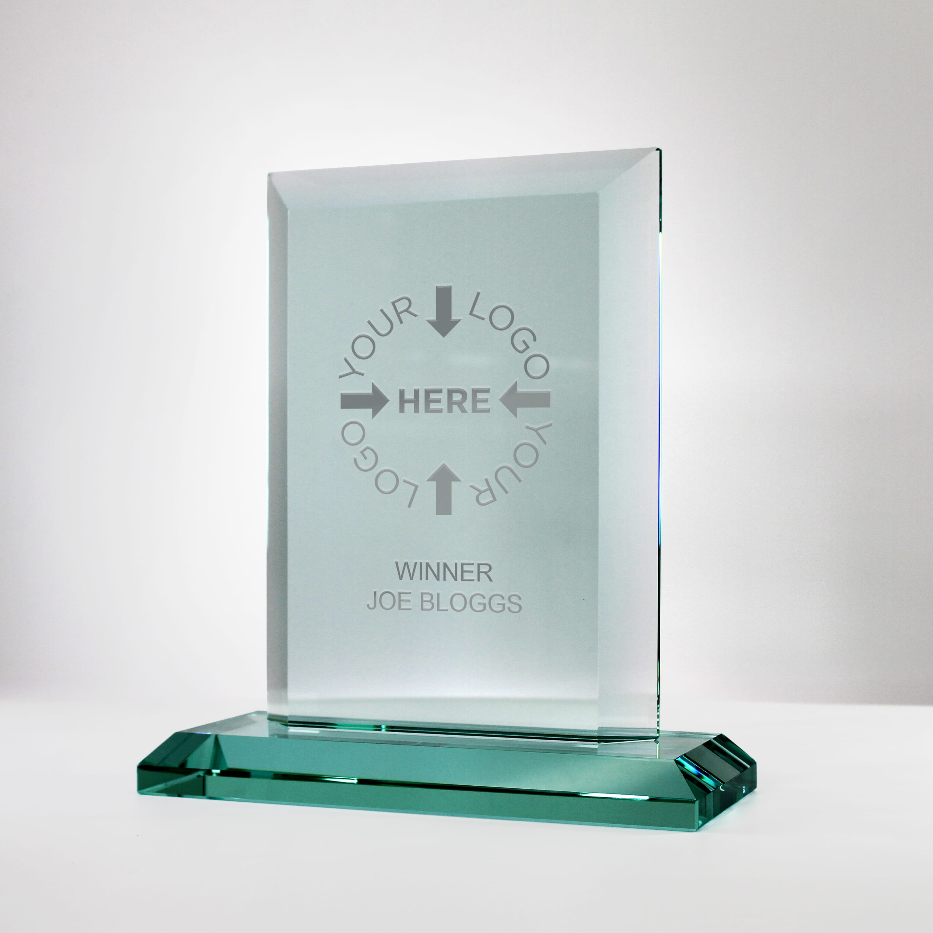 Mitred Rectangle Jade Glass Trophy