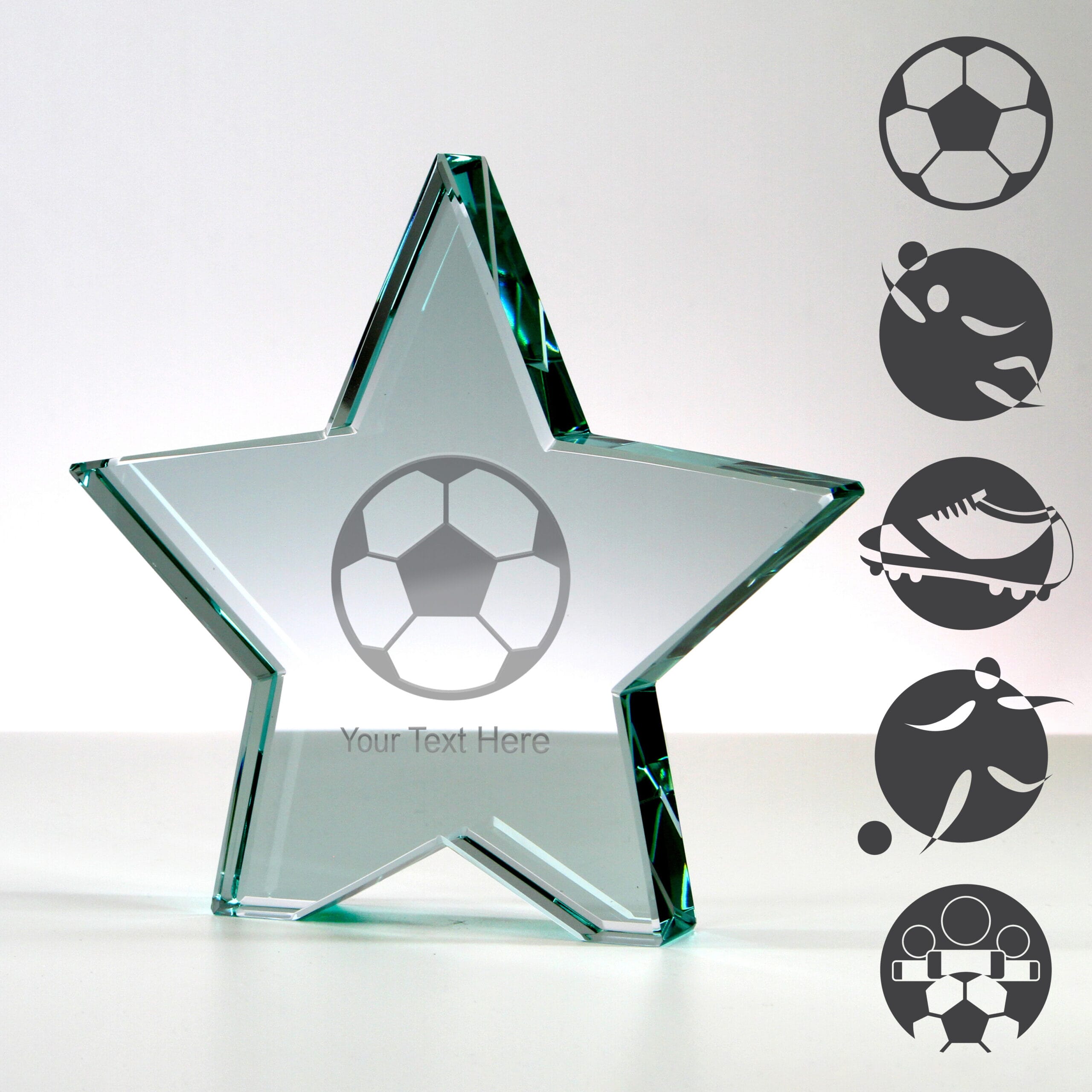 A glass football star trophy