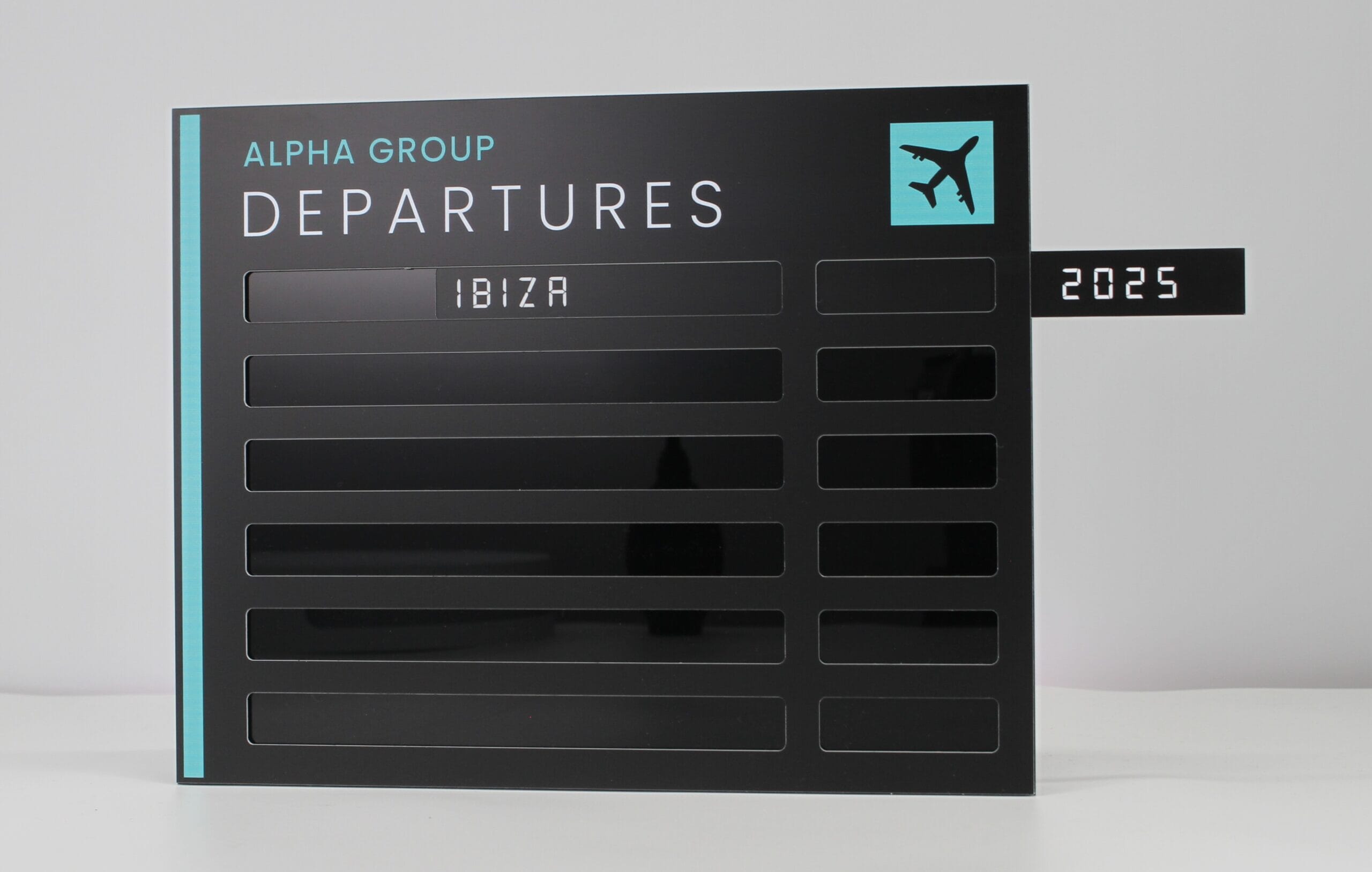 The Alpha Group Departures Board trophy