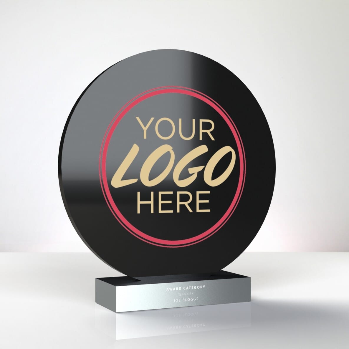 black circle acrylic trophy