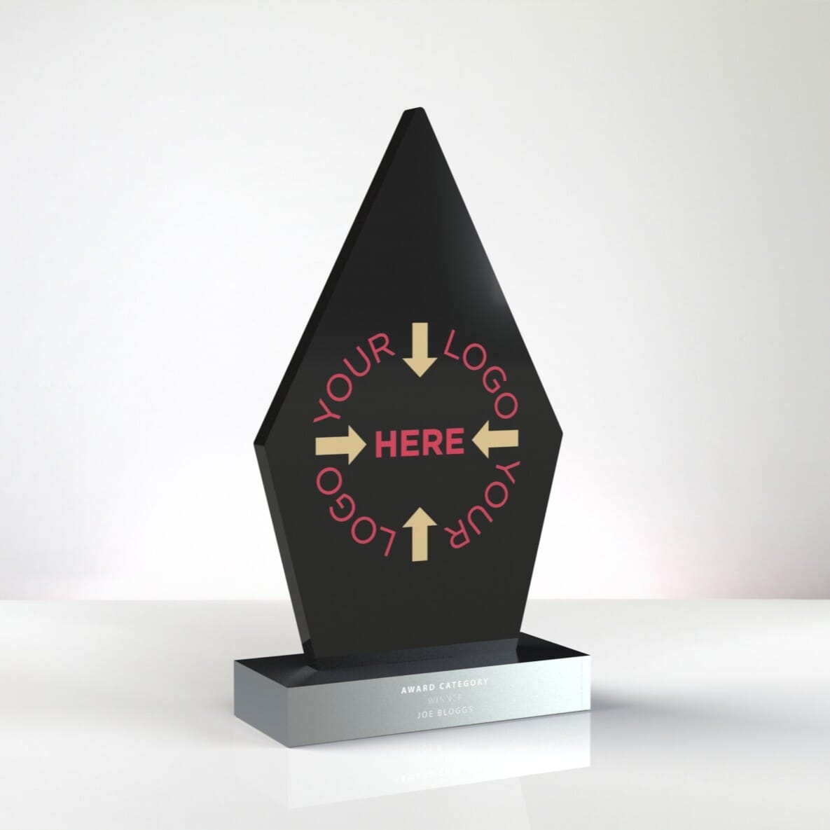 black acrylic diamond trophy