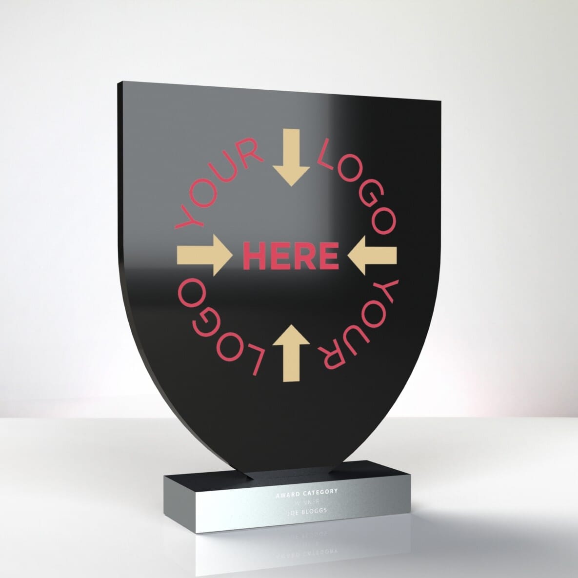 black acrylic shield trophy